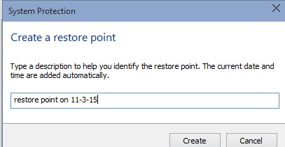 Create a restore point